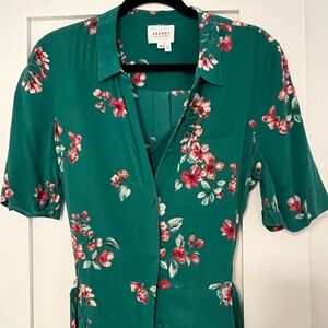 Sézane Green Floral Midi Dress